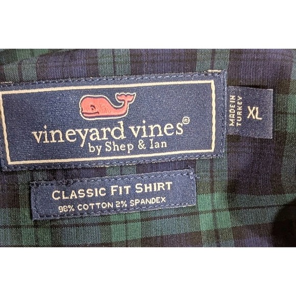 Vineyard Vines Whale Shirt Mens XL Blue & Green Classic Plaid Long Sleeve Cotton - Picture 9 of 12